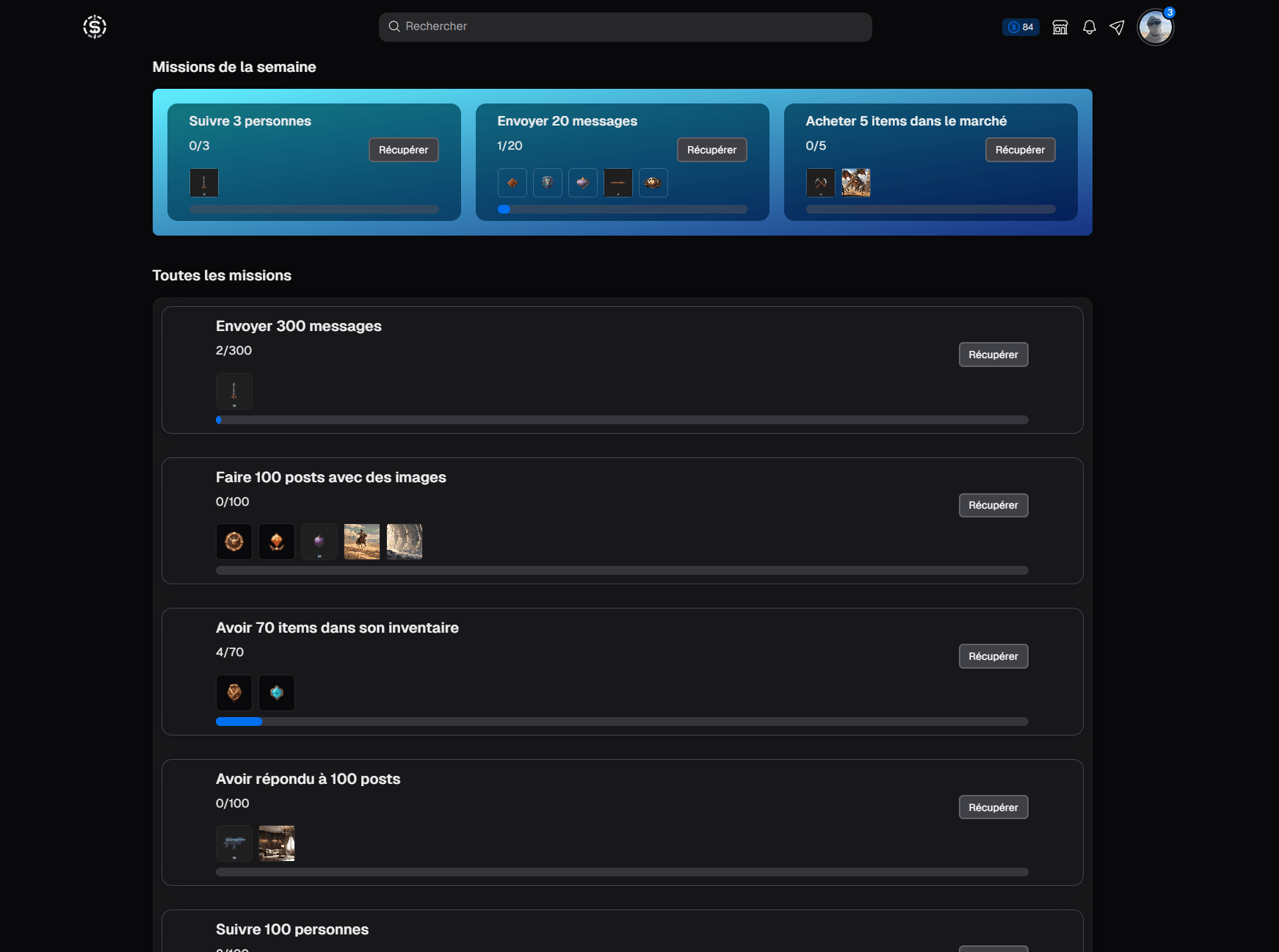 Page des missions