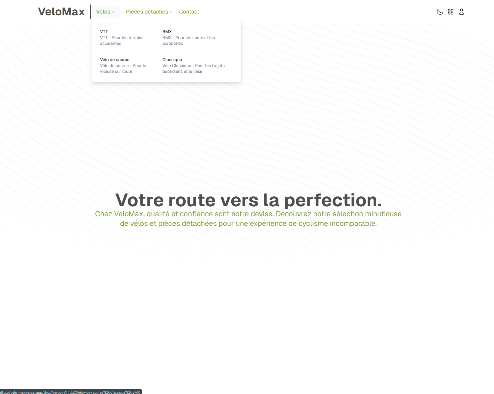 Page d'accueil de vélo max